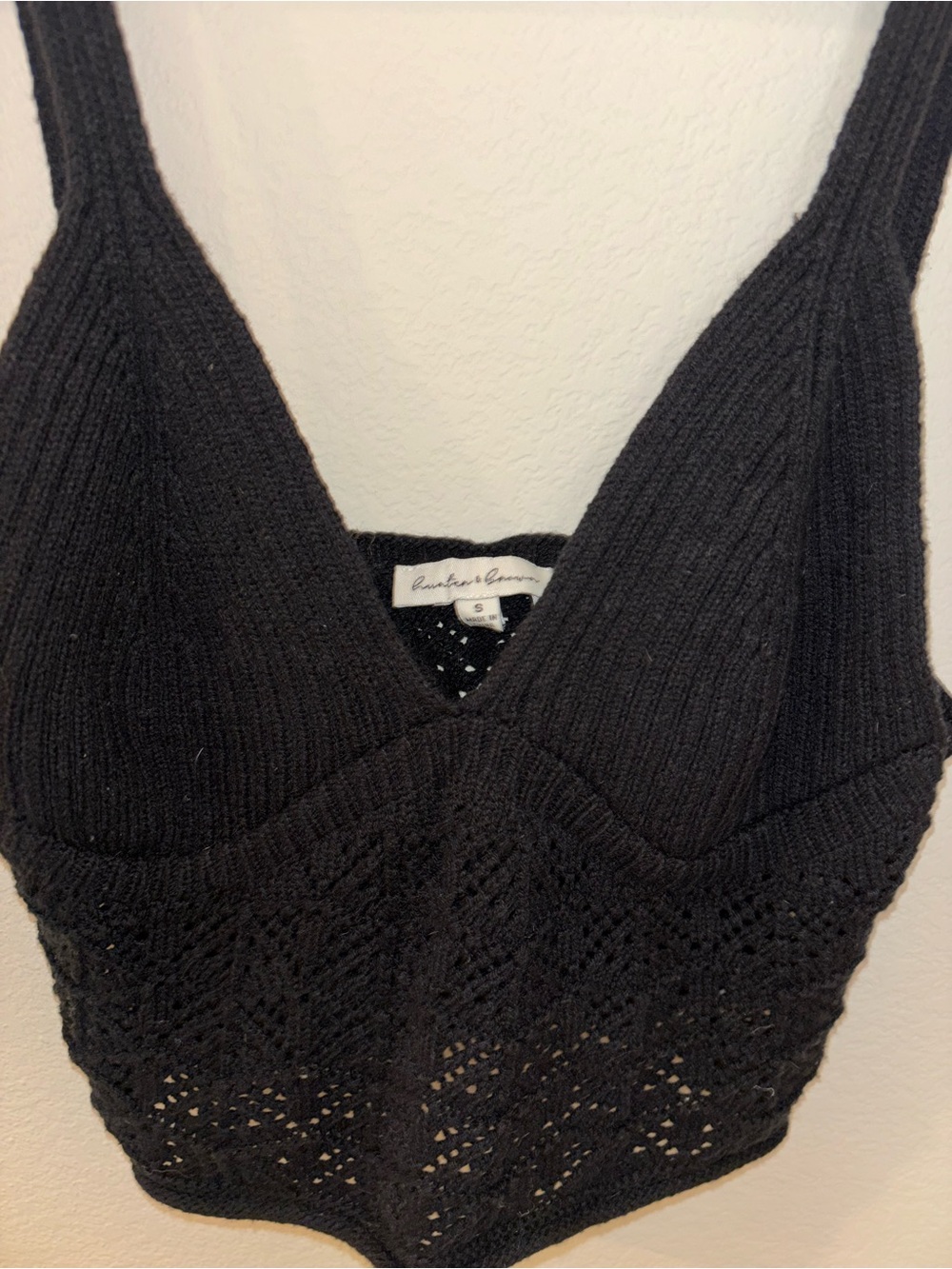 Black Knit Crochet Crop Top